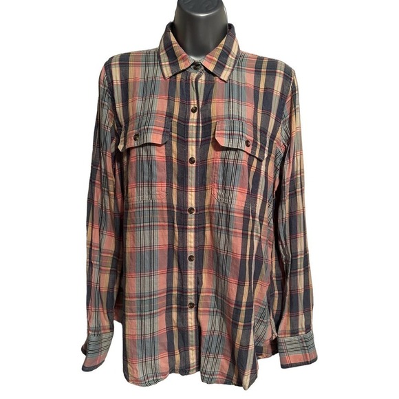 Chaps Plaid Long Sleeve Button Up  Women’s M - Picture 1 of 4